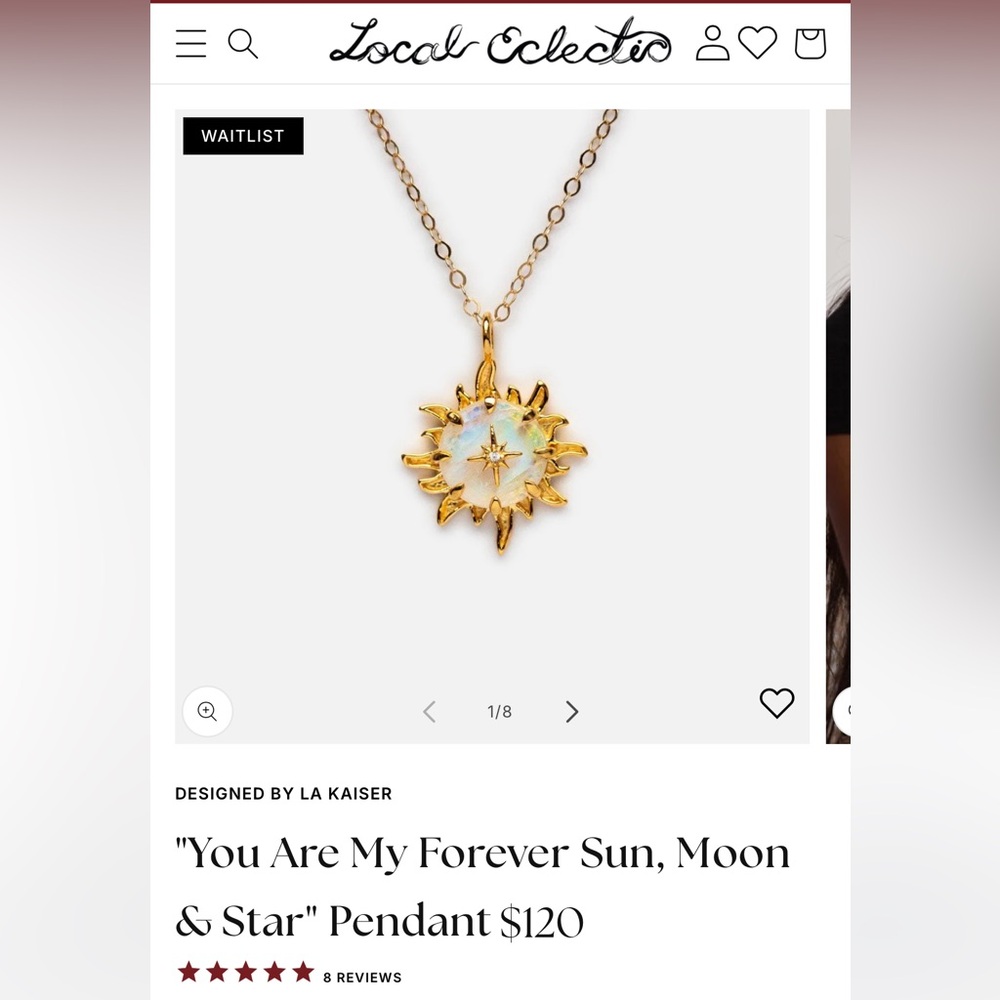 La Kaiser Gold and White Celestial Pendant Necklace sold by Local Electric
